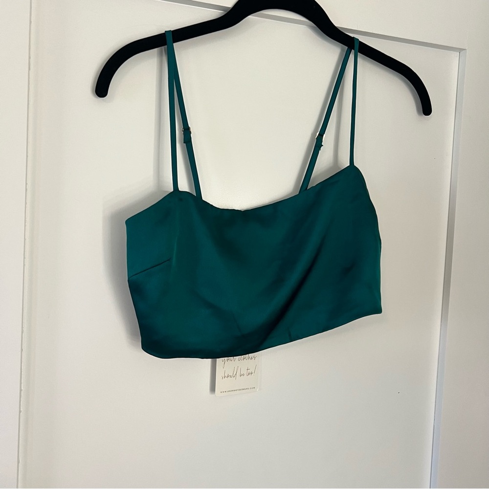 NWT Emerald Green Satin Crop Top